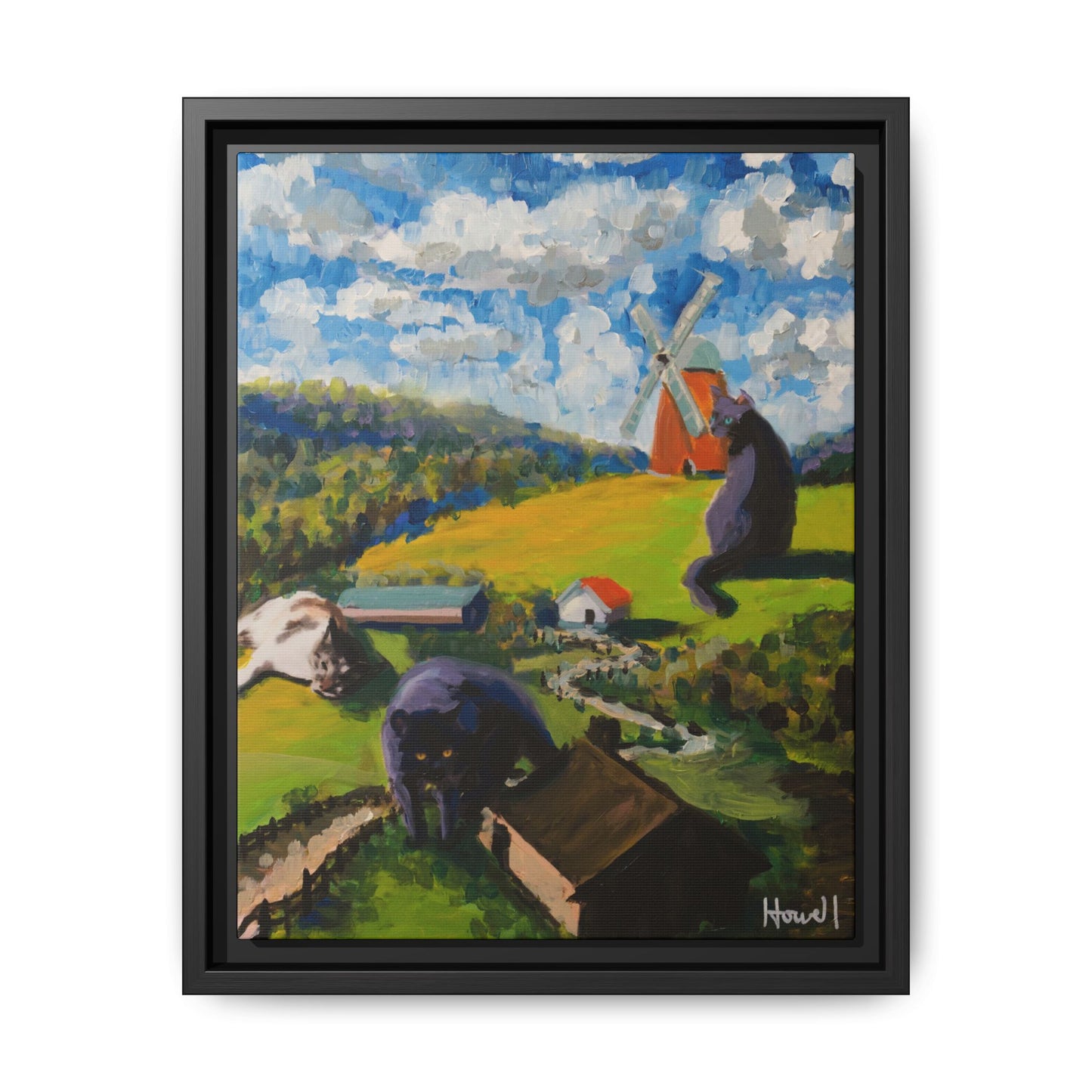 Isaac's Cats - Framed Giclée Canvas Print