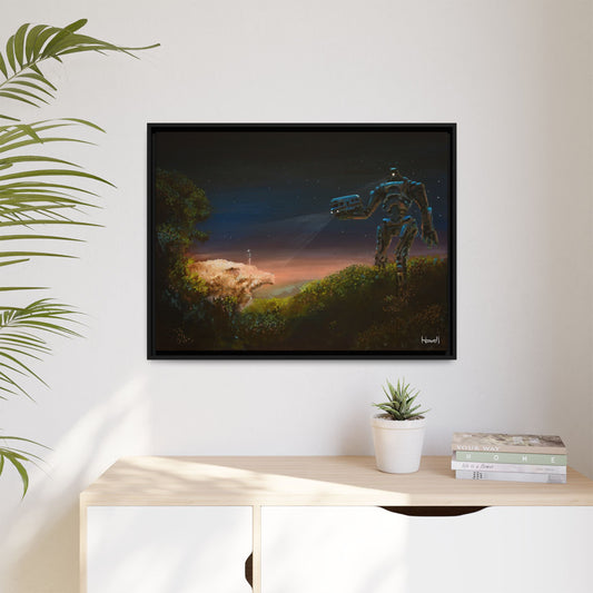 Hawksbill Crag Robot - Framed Giclée Canvas Print