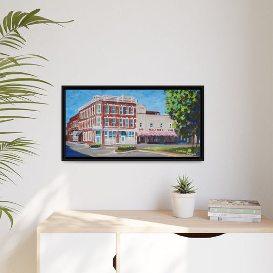 Walton 5 & Dime and Terry Block Building - Framed Giclée Canvas Print