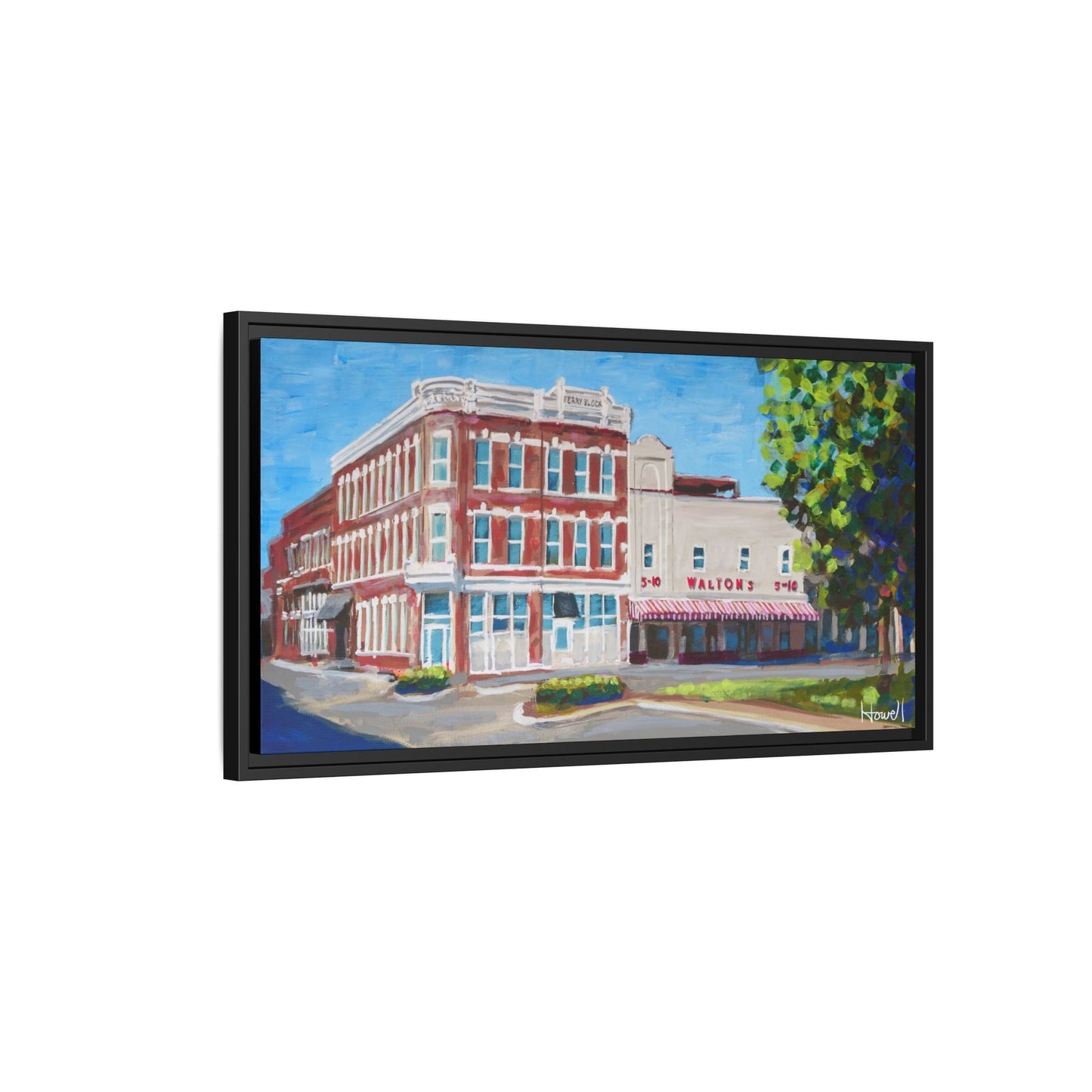 Walton 5 & Dime and Terry Block Building - Framed Giclée Canvas Print