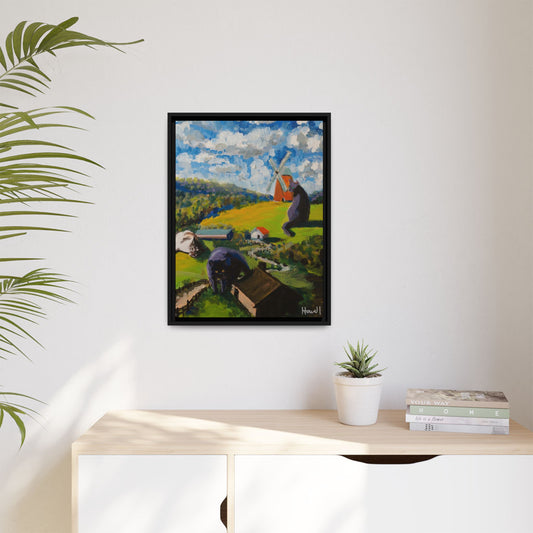 Isaac's Cats - Framed Giclée Canvas Print
