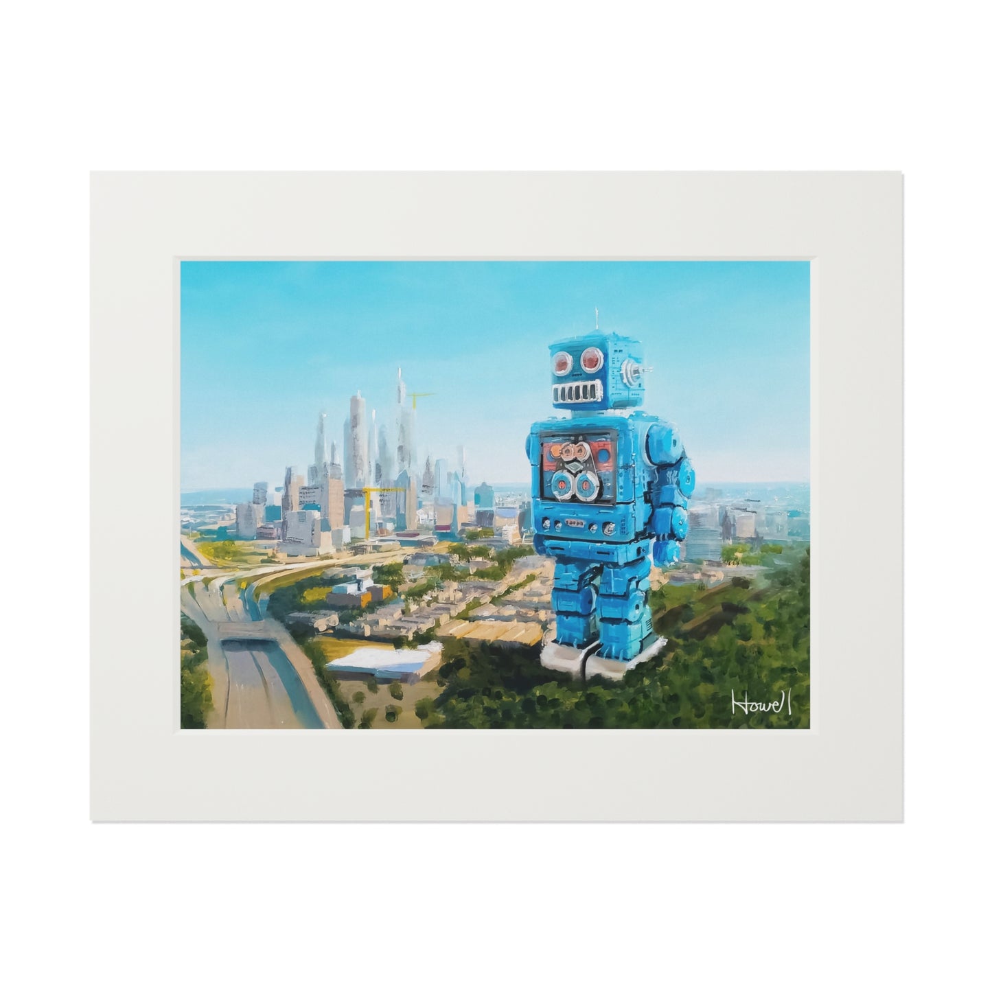 Blue Robot - Matted Fine Art Print