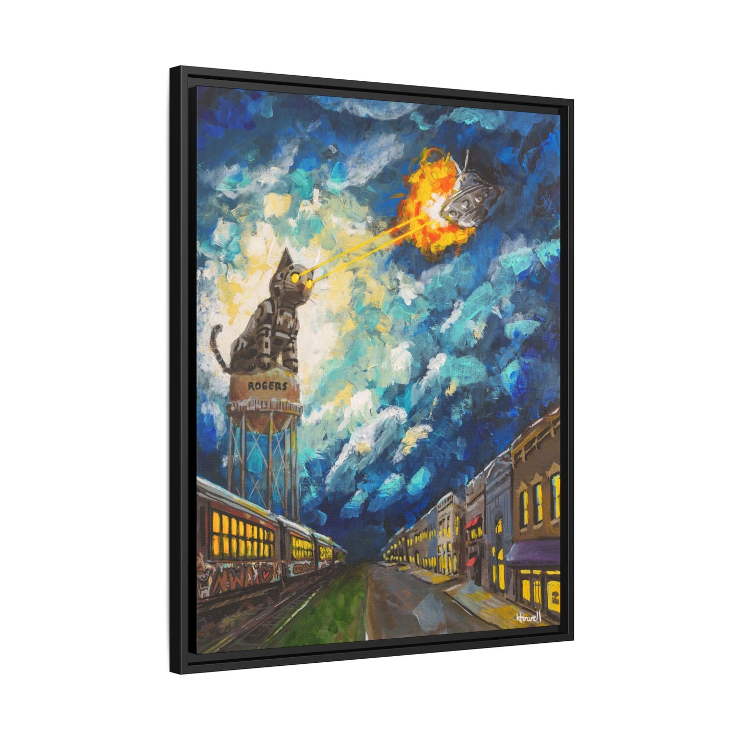 Rogers Laser Cat - Framed Giclée Canvas Print