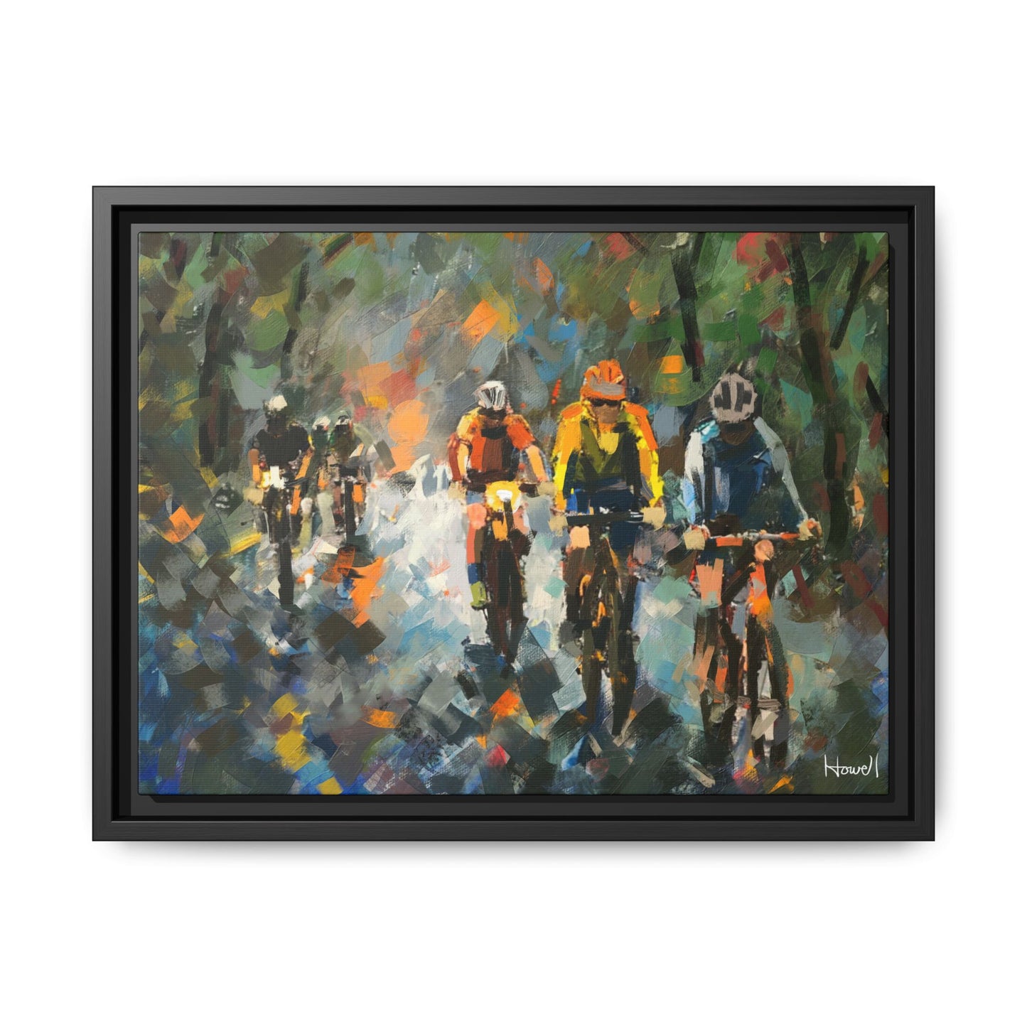 Road Bikes in the Rain VIII - Framed Giclée Canvas Print