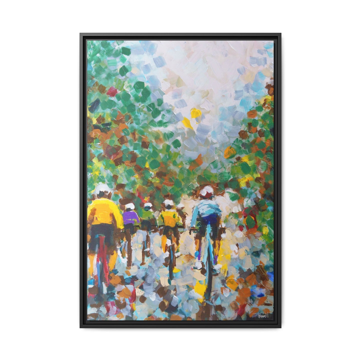 Road Bikes in the Rain III - Framed Giclée Canvas Print