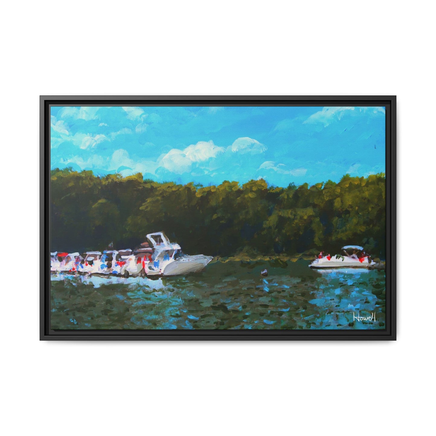 Beaver Lake Boats - Framed Giclée Canvas Print