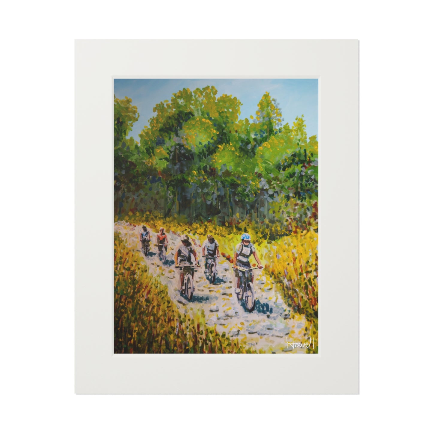 Biking With Friends - Matted Fine Art Print
