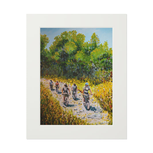Biking With Friends - Matted Fine Art Print