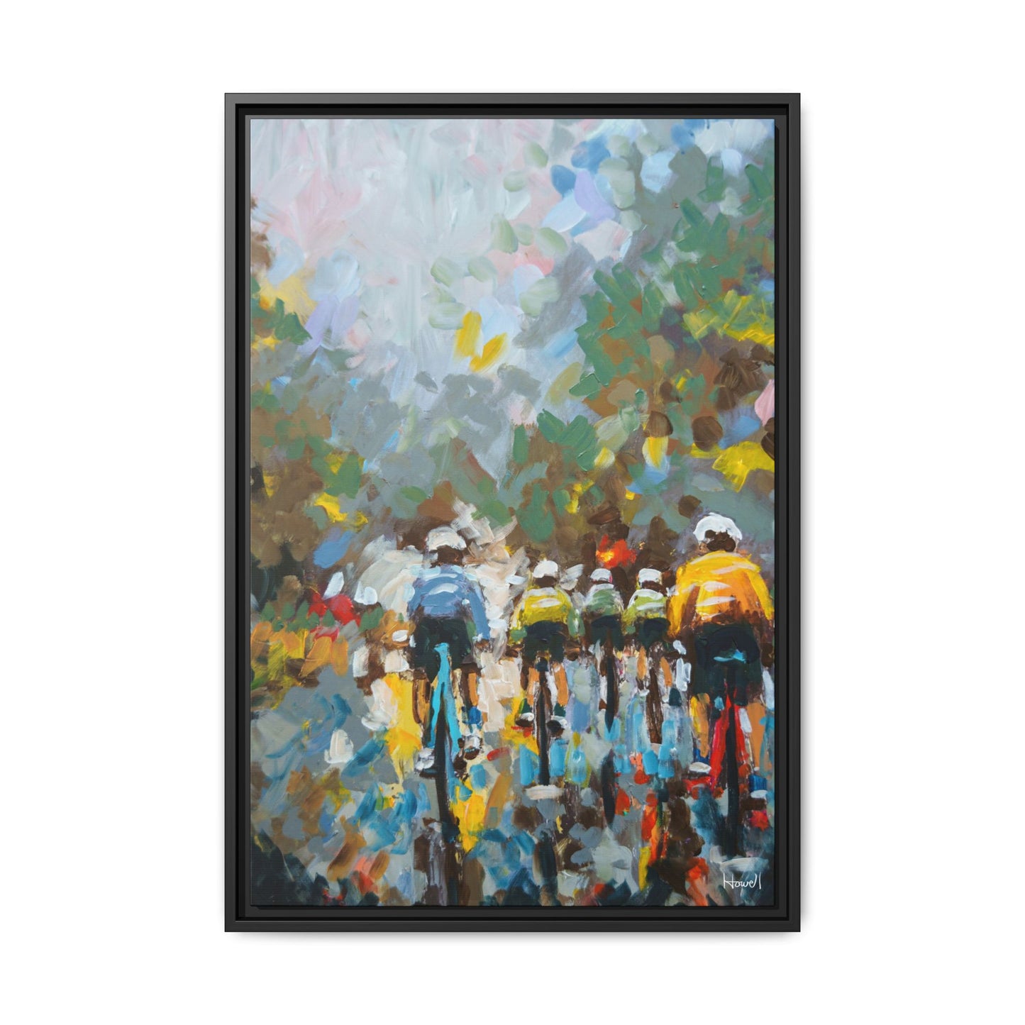 Road Bikes in the Rain II - Framed Giclée Canvas Print