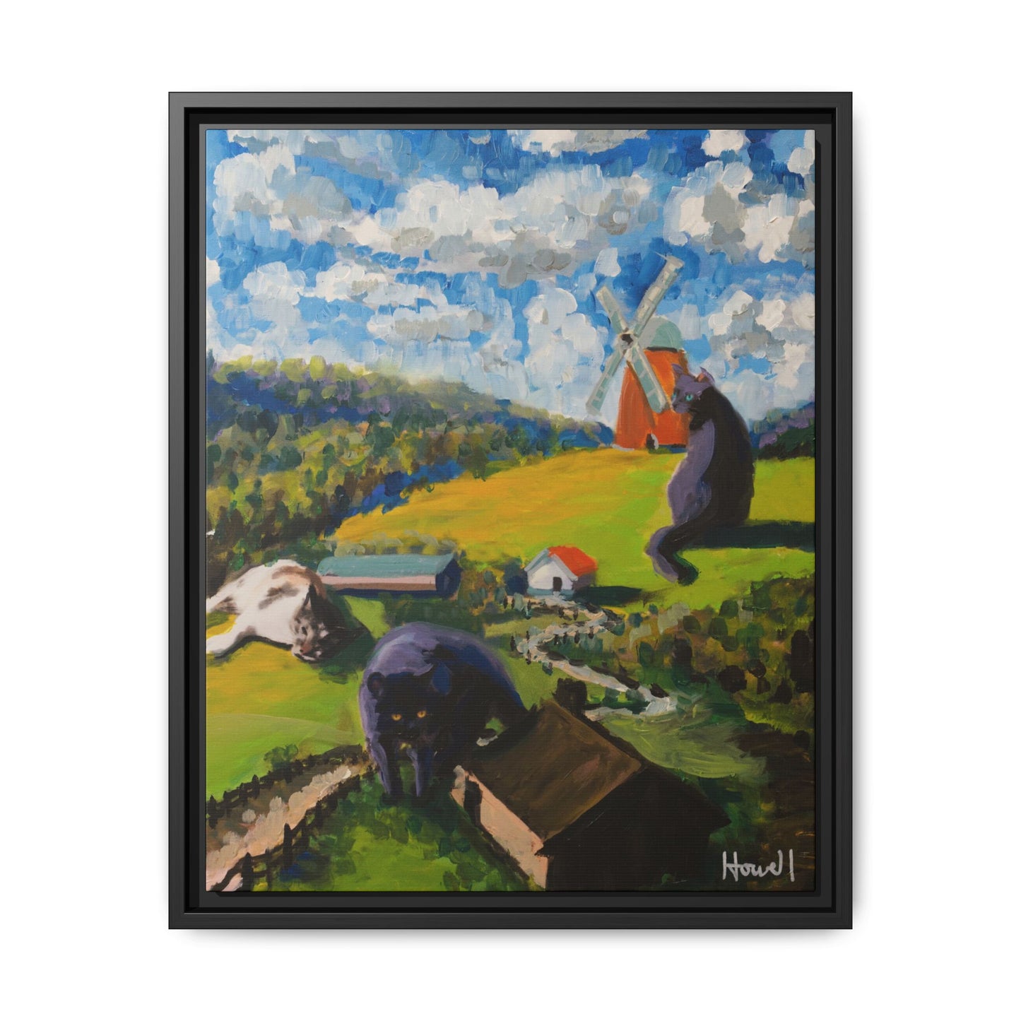 Isaac's Cats - Framed Giclée Canvas Print