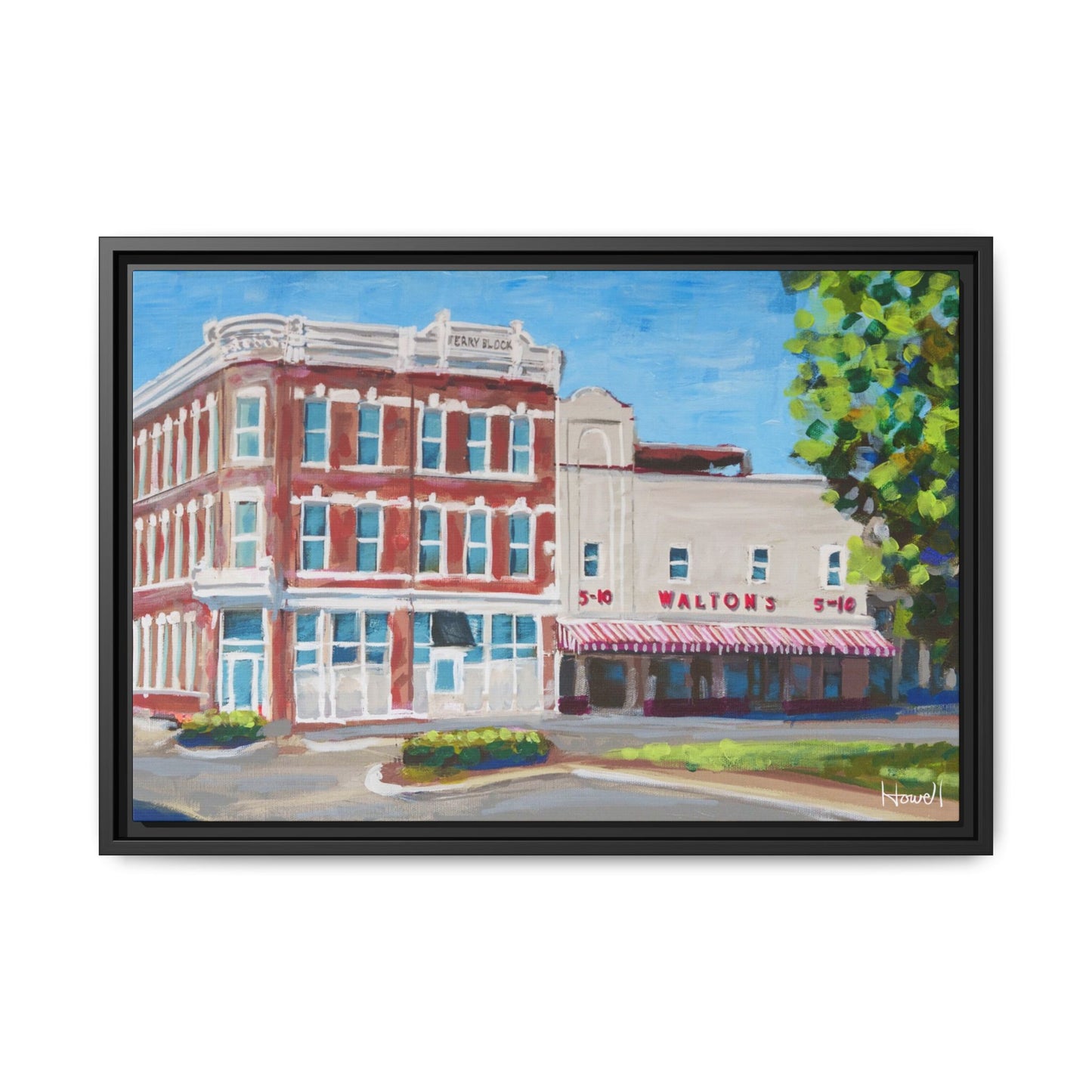 Walton 5 & Dime and Terry Block Building - Framed Giclée Canvas Print