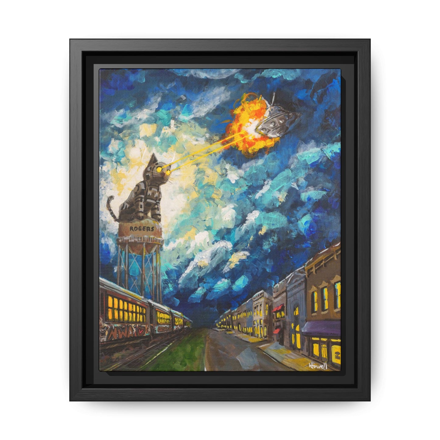 Rogers Laser Cat - Framed Giclée Canvas Print