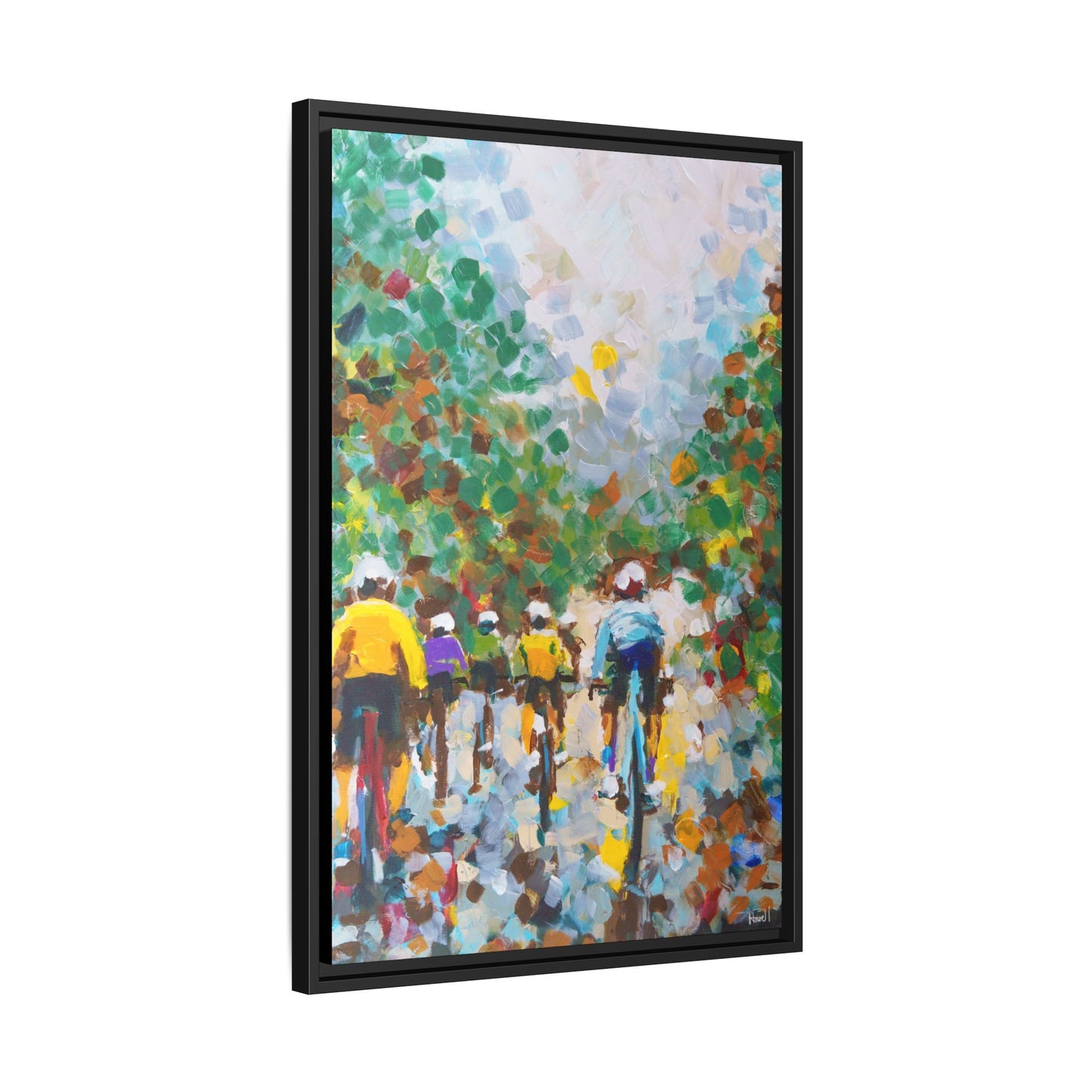 Road Bikes in the Rain III - Framed Giclée Canvas Print