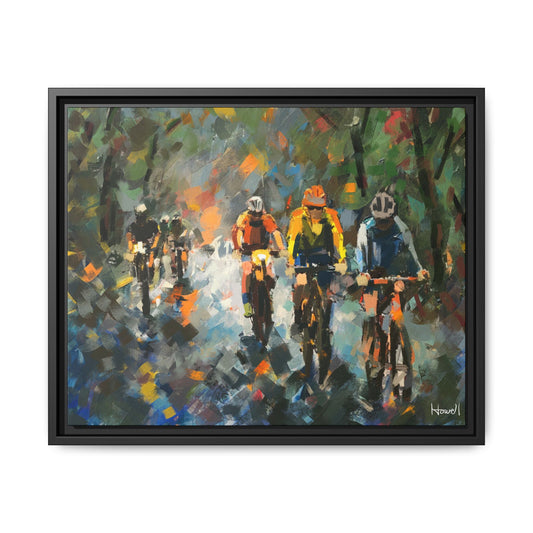 Road Bikes in the Rain VIII - Framed Giclée Canvas Print
