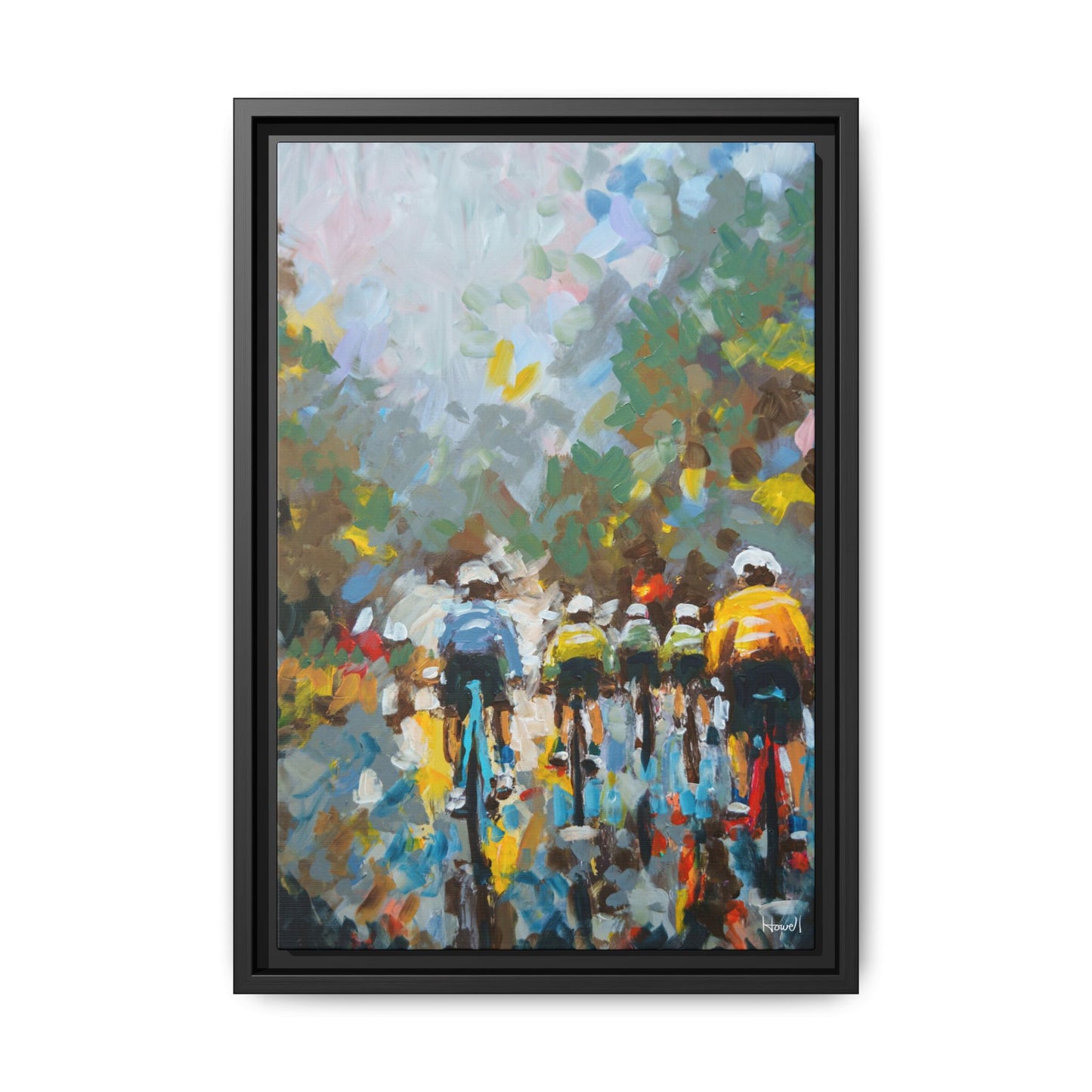 Road Bikes in the Rain II - Framed Giclée Canvas Print