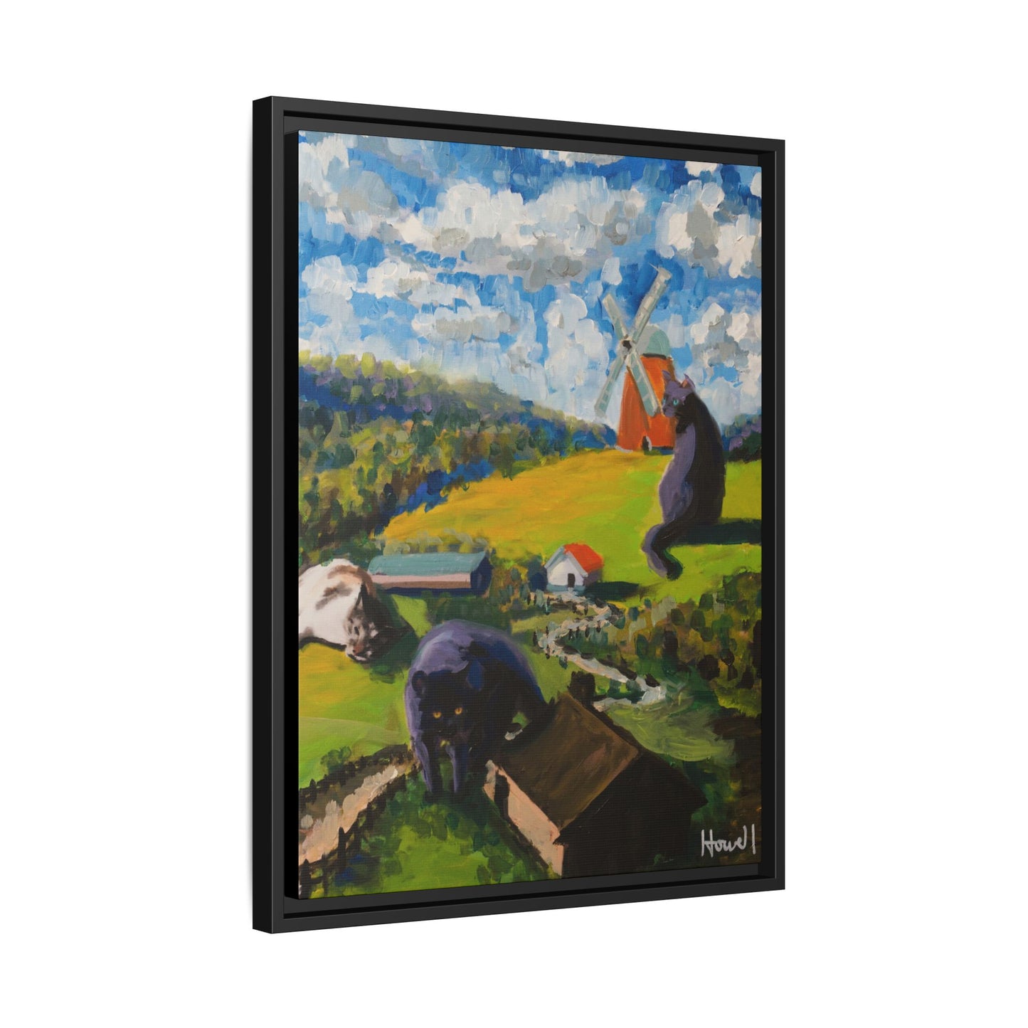Isaac's Cats - Framed Giclée Canvas Print