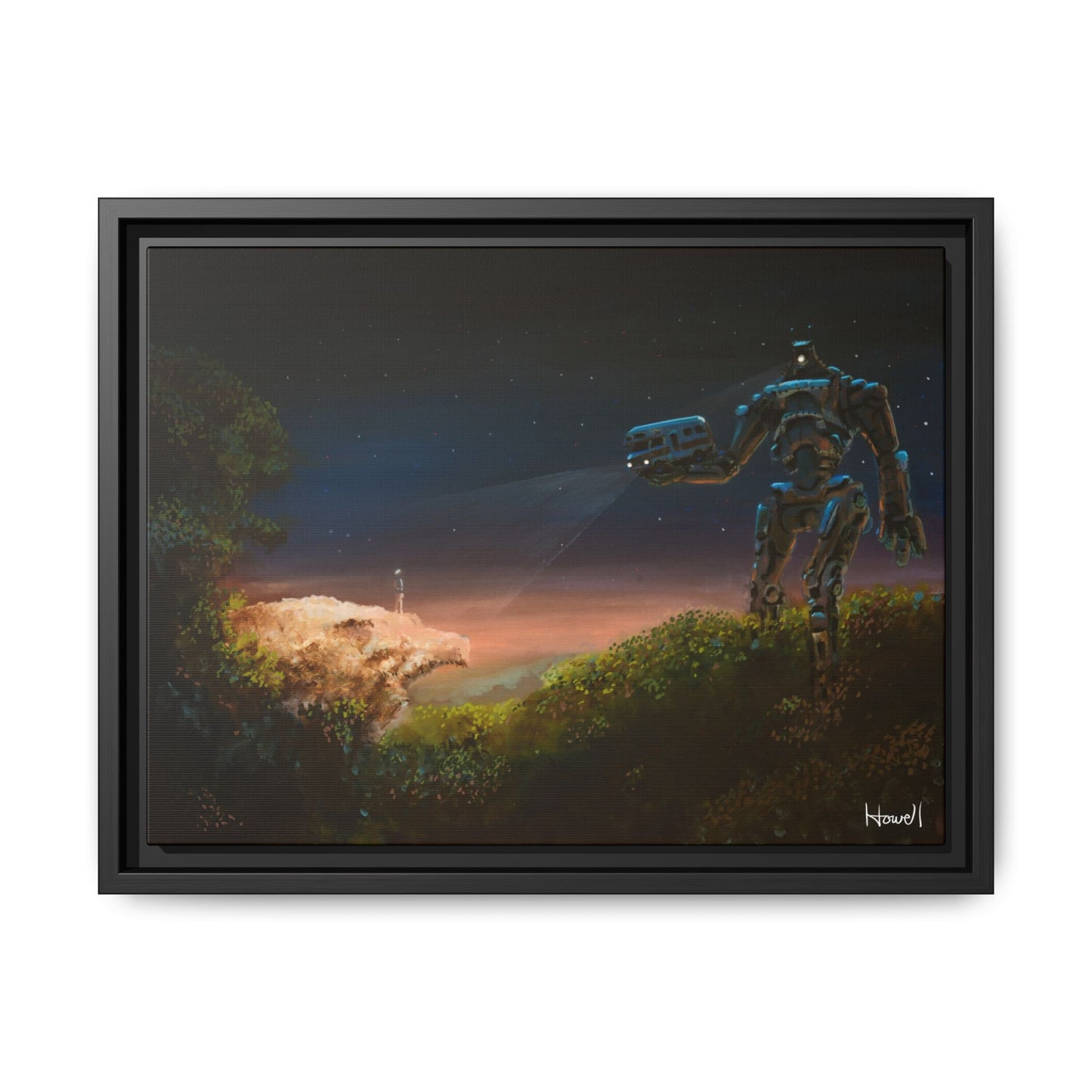 Hawksbill Crag Robot - Framed Giclée Canvas Print