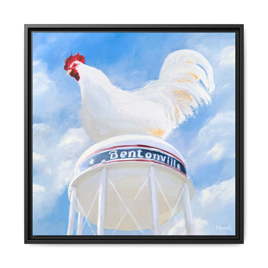 Chicken on the Water Tower - Framed Giclée Canvas Print