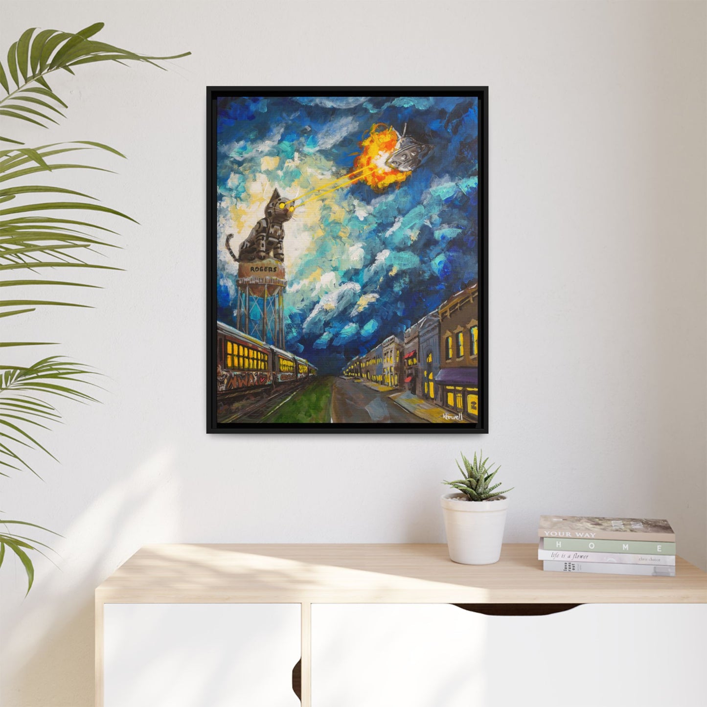Rogers Laser Cat - Framed Giclée Canvas Print