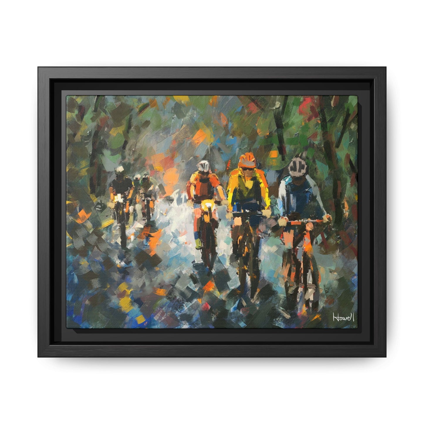 Road Bikes in the Rain VIII - Framed Giclée Canvas Print
