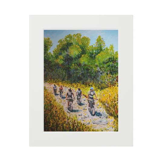 Biking With Friends - Matted Fine Art Print