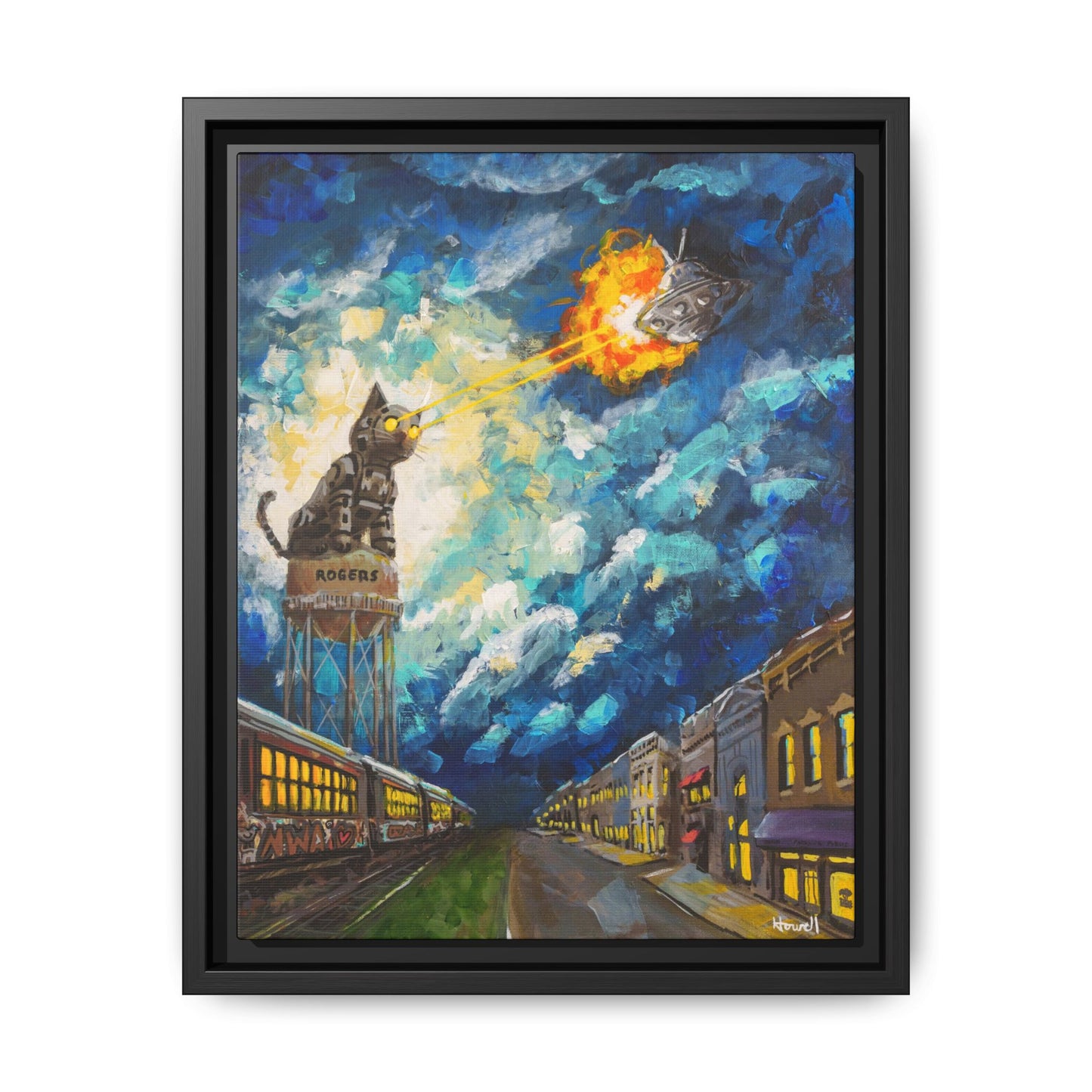 Rogers Laser Cat - Framed Giclée Canvas Print