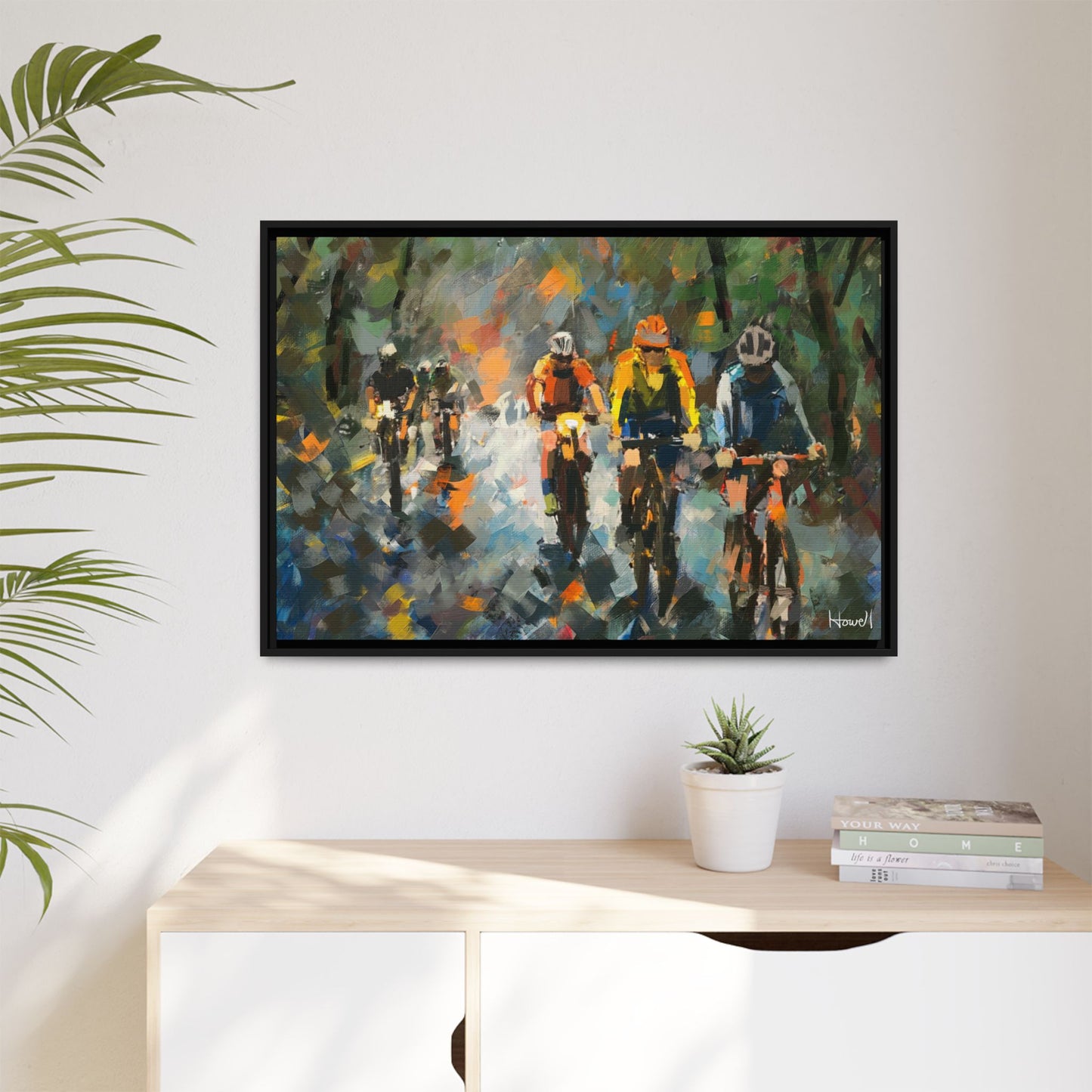 Road Bikes in the Rain VIII - Framed Giclée Canvas Print