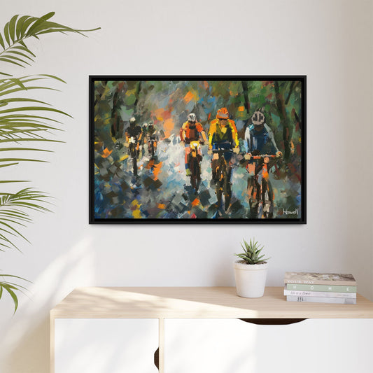 Road Bikes in the Rain VIII - Framed Giclée Canvas Print