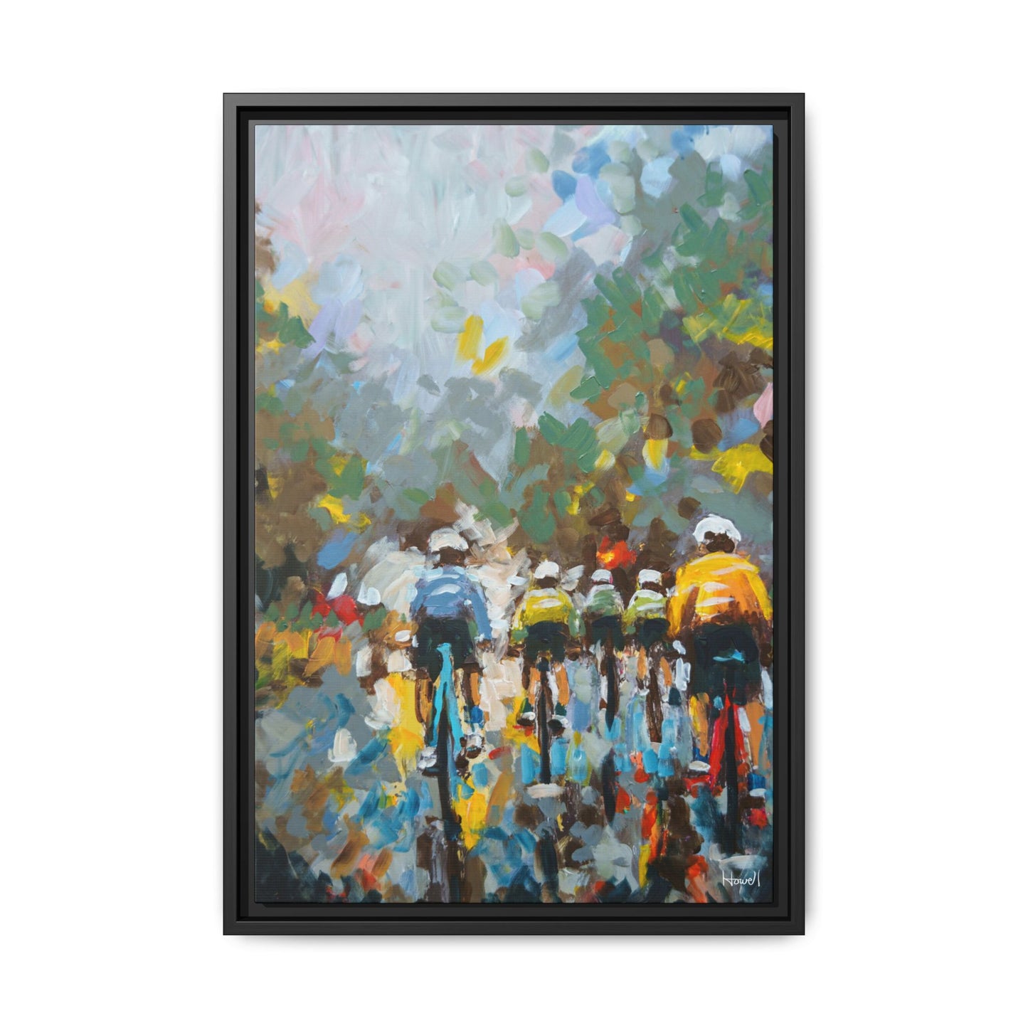 Road Bikes in the Rain II - Framed Giclée Canvas Print