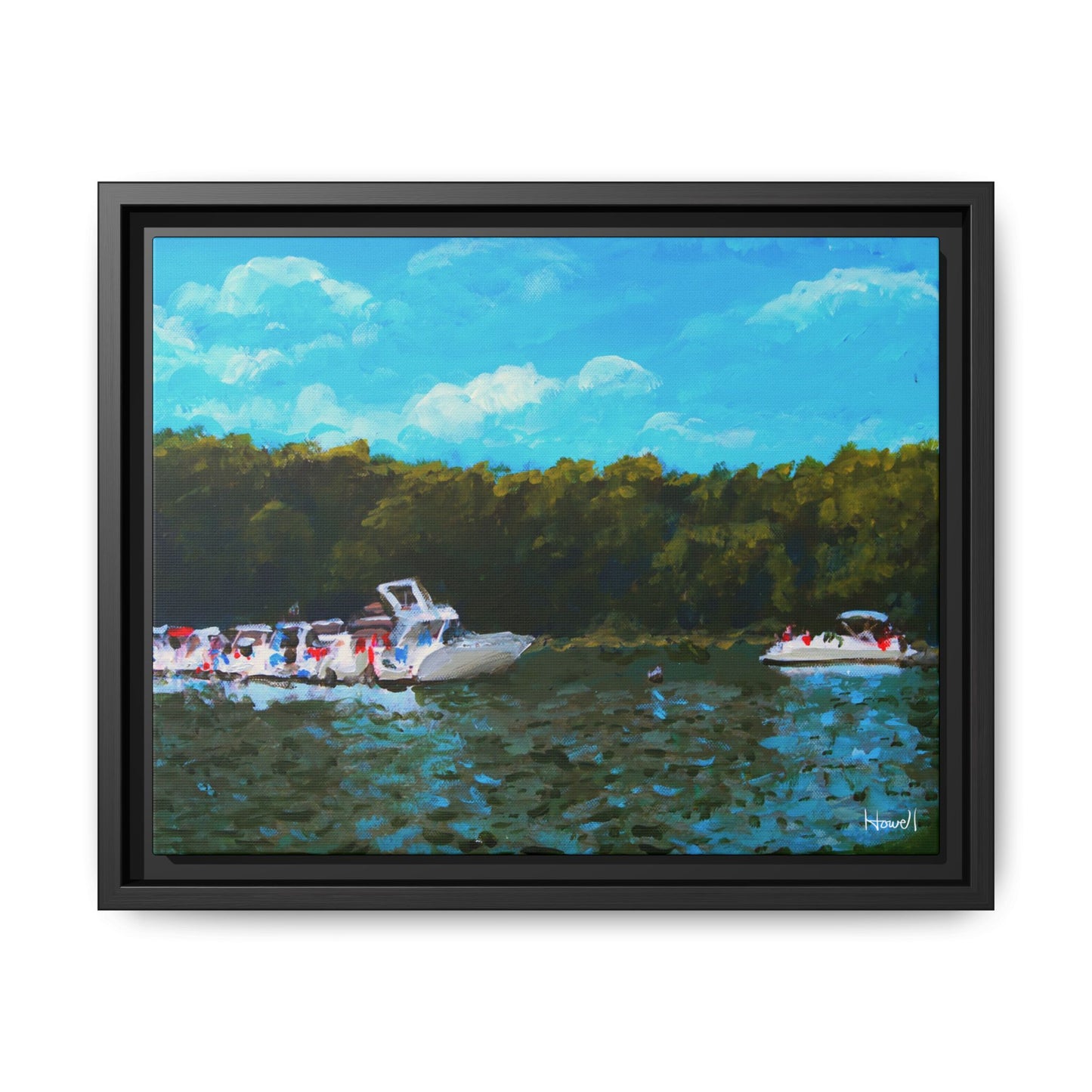 Beaver Lake Boats - Framed Giclée Canvas Print