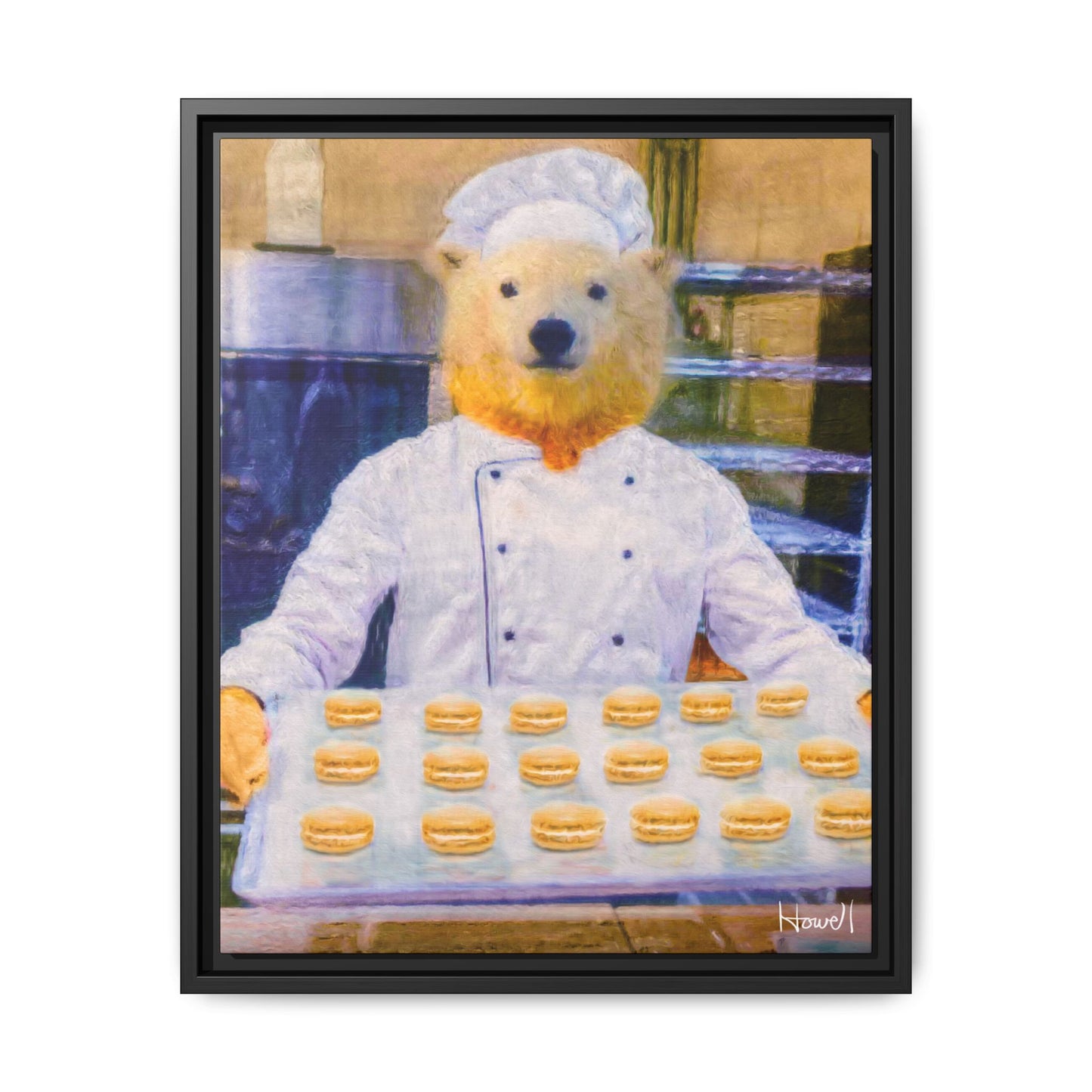 Baker Bear - Framed Giclée Canvas Print