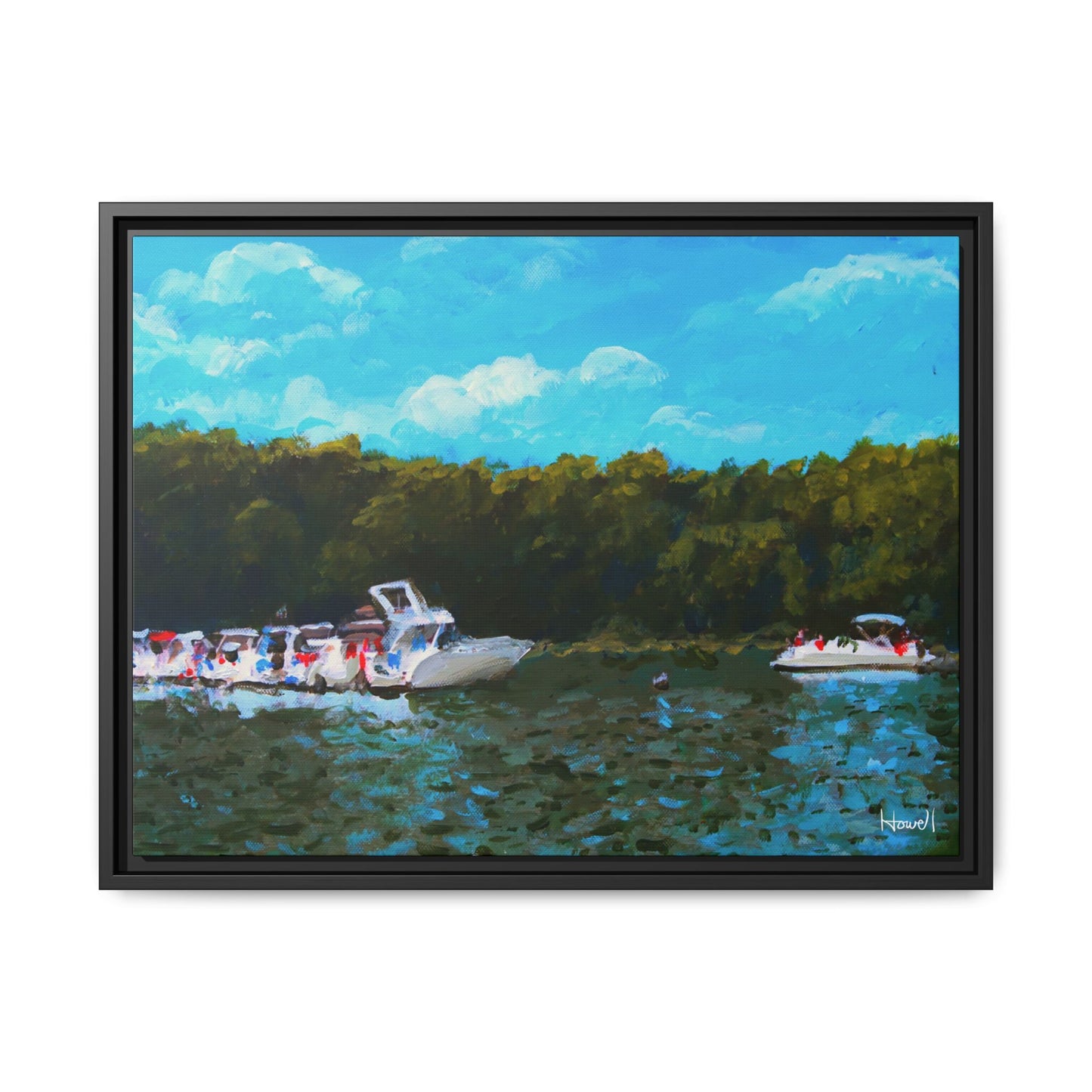 Beaver Lake Boats - Framed Giclée Canvas Print