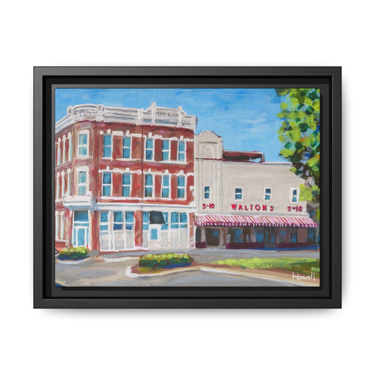 Walton 5 & Dime and Terry Block Building - Framed Giclée Canvas Print