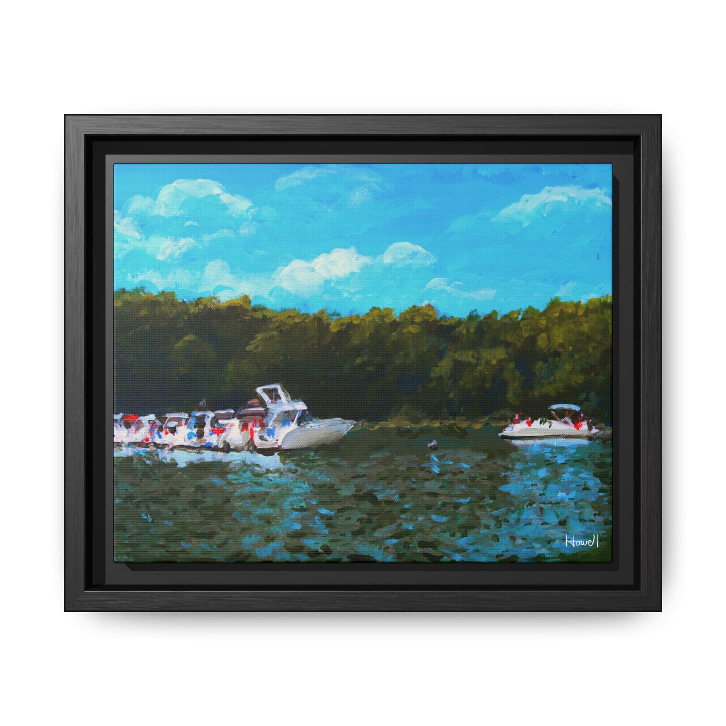 Beaver Lake Boats - Framed Giclée Canvas Print