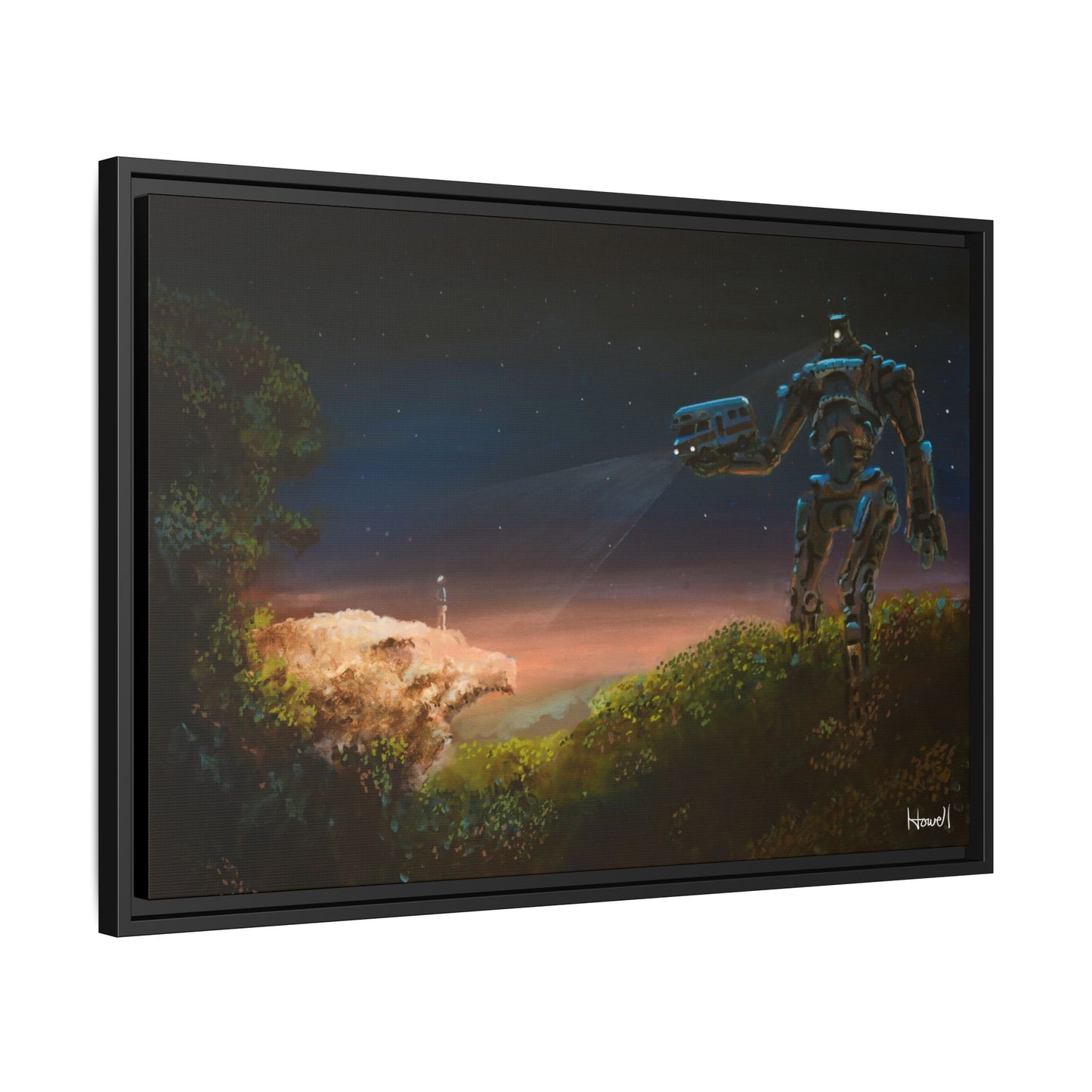 Hawksbill Crag Robot - Framed Giclée Canvas Print
