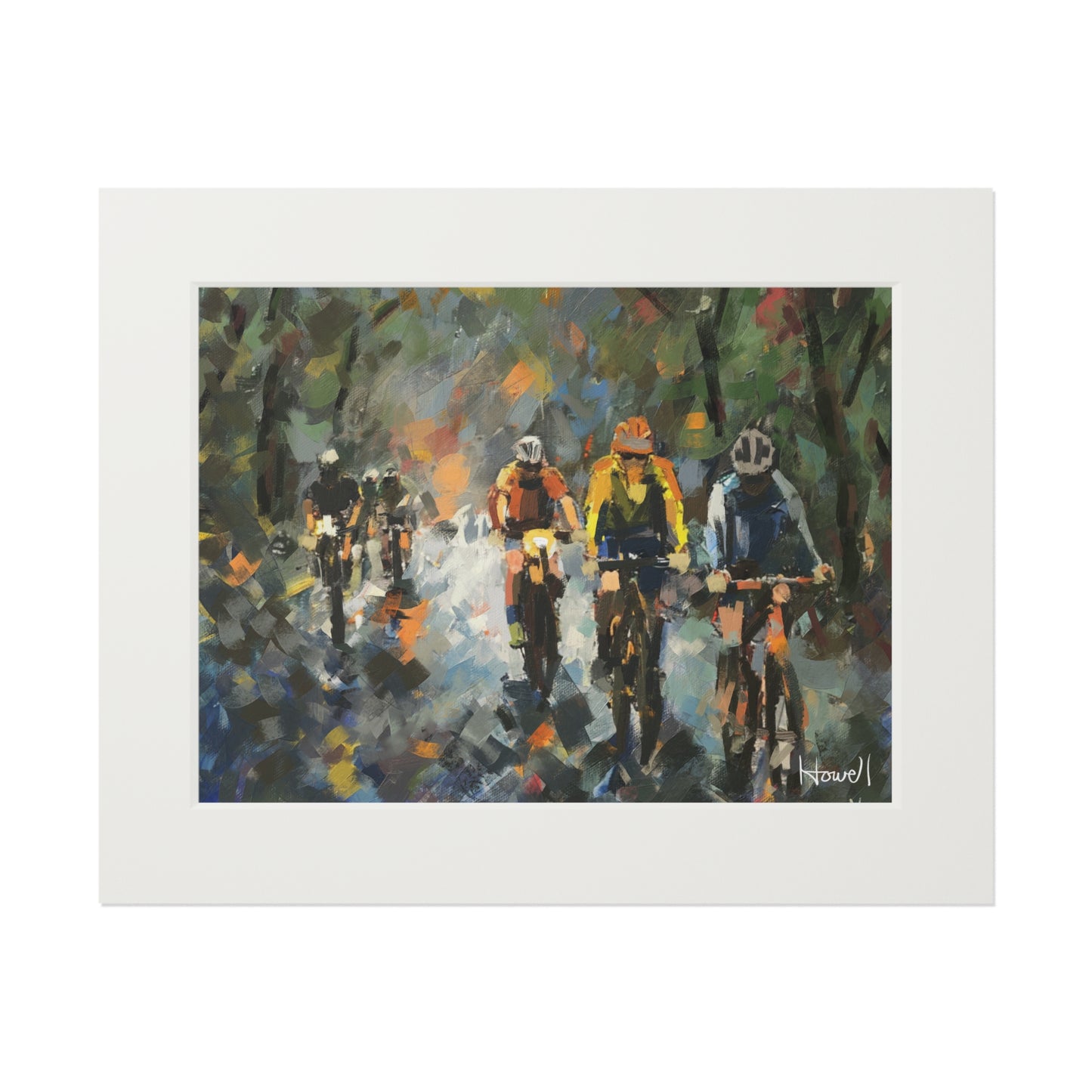 Road Bikes in the Rain 7 - Matted Fine Art Print