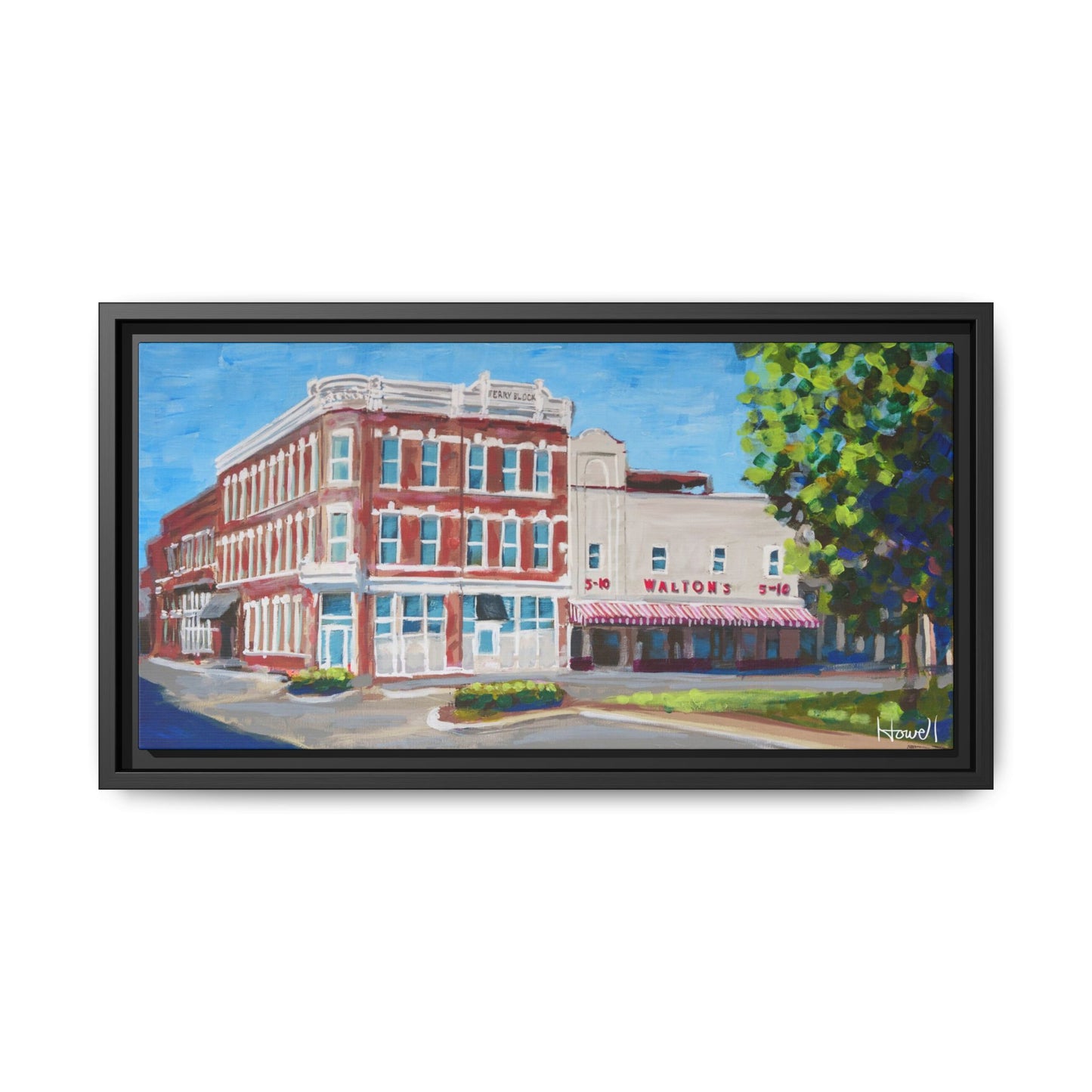 Walton 5 & Dime and Terry Block Building - Framed Giclée Canvas Print