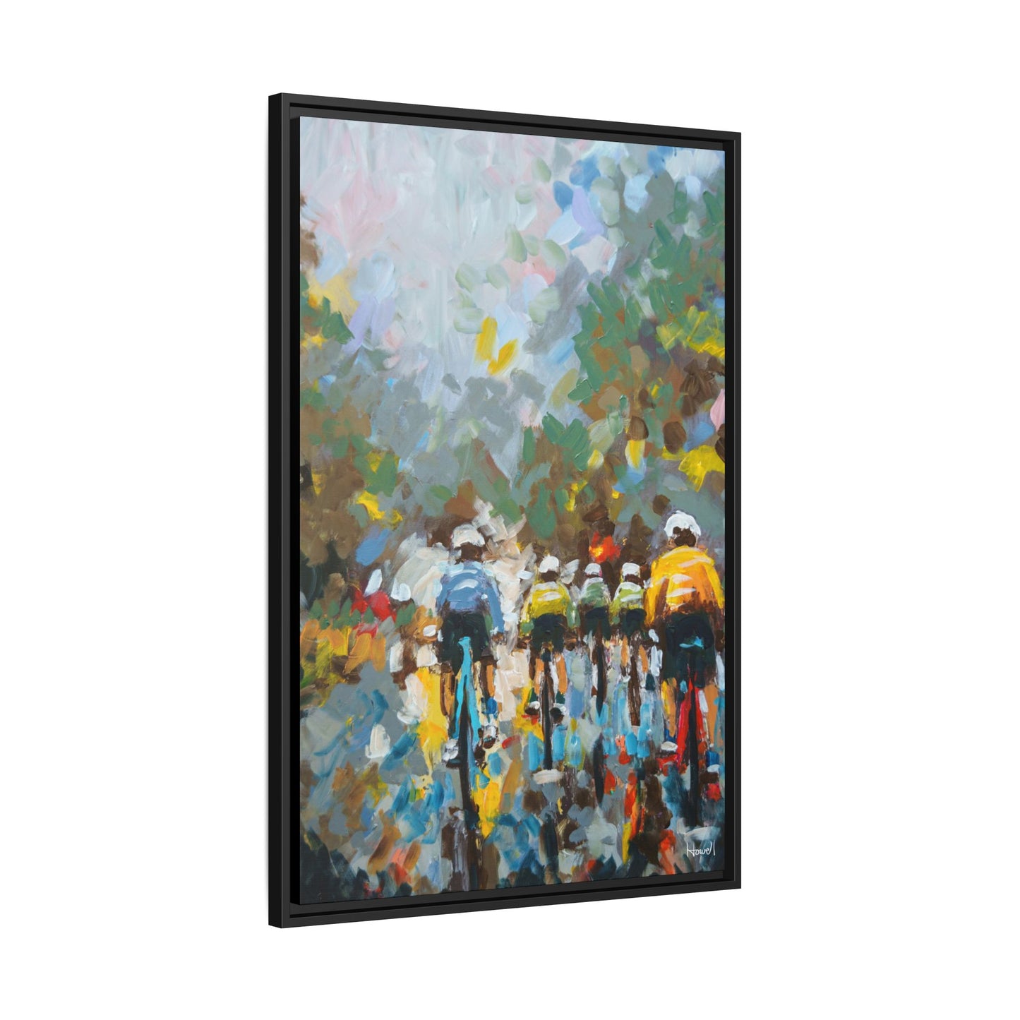 Road Bikes in the Rain II - Framed Giclée Canvas Print