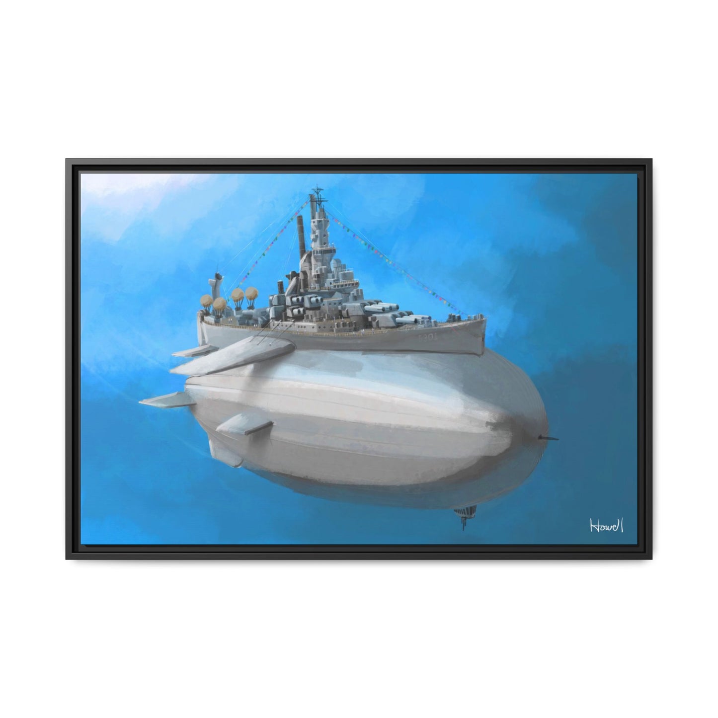 Battle Blimp - Framed Giclée Canvas Print