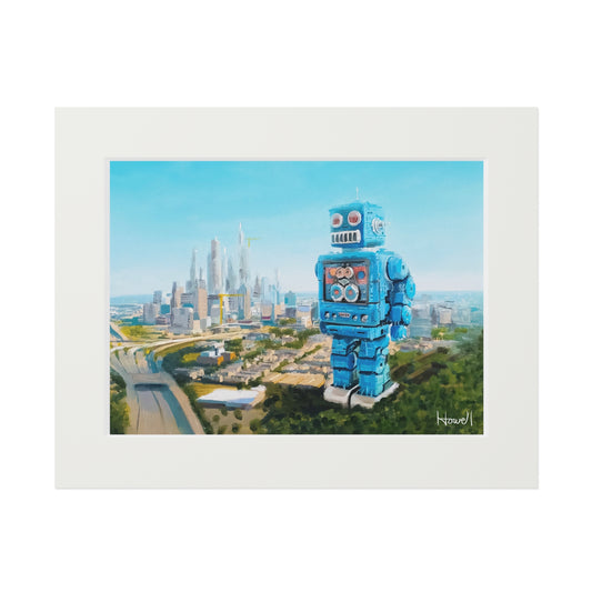 Blue Robot - Matted Fine Art Print