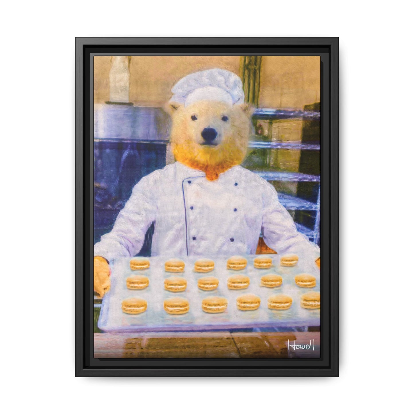 Baker Bear - Framed Giclée Canvas Print