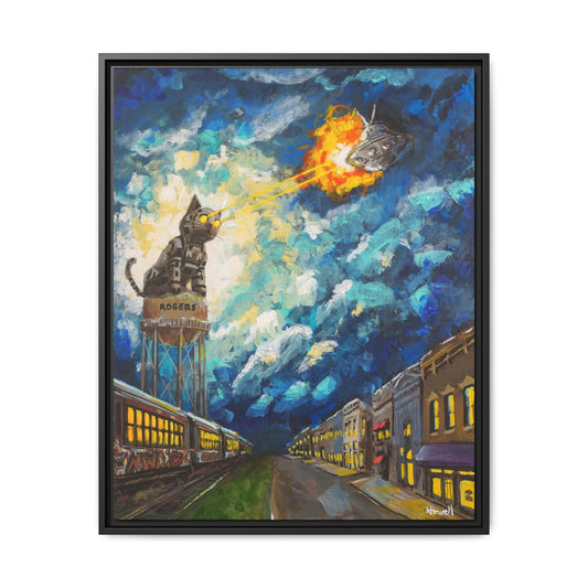 Rogers Laser Cat - Framed Giclée Canvas Print