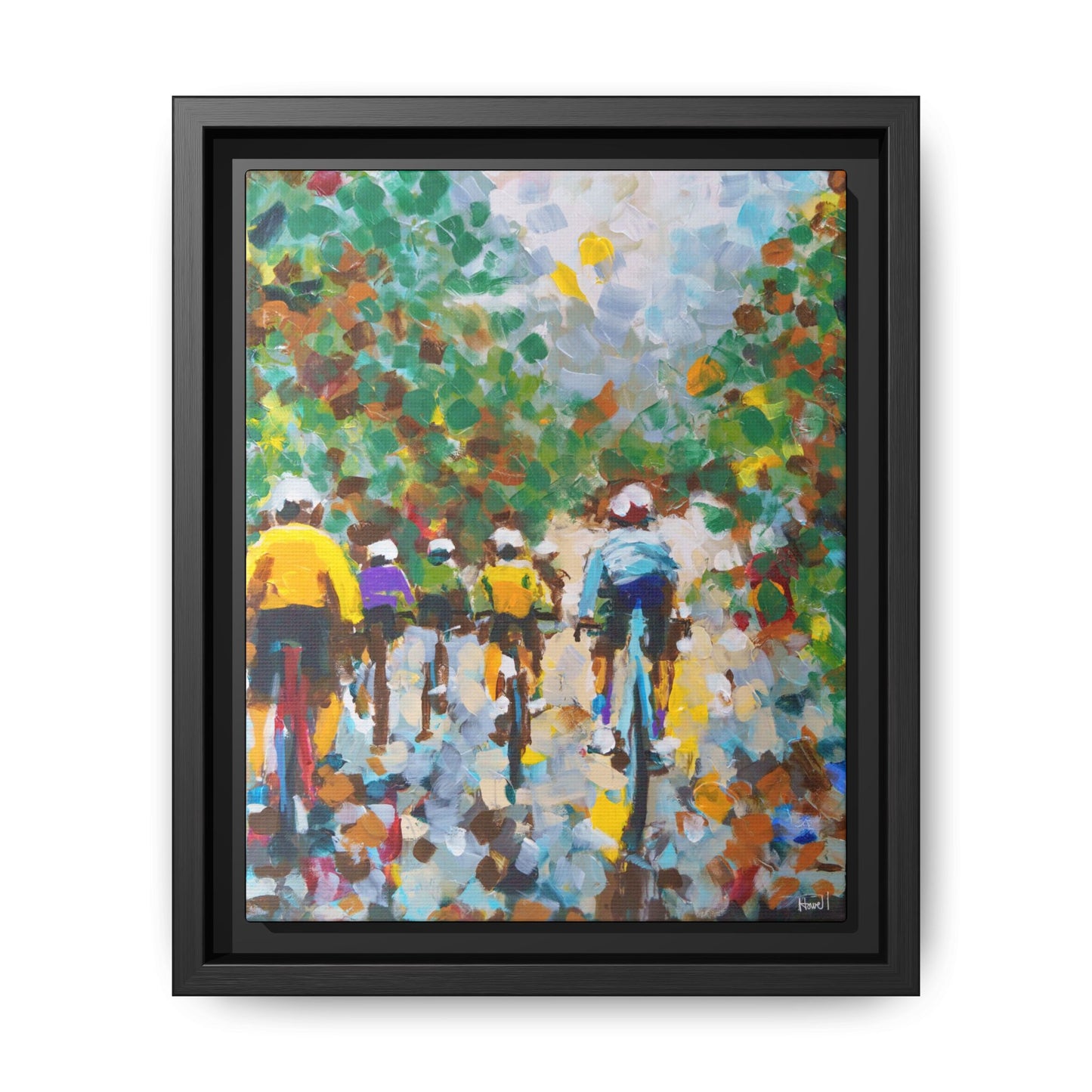 Road Bikes in the Rain III - Framed Giclée Canvas Print