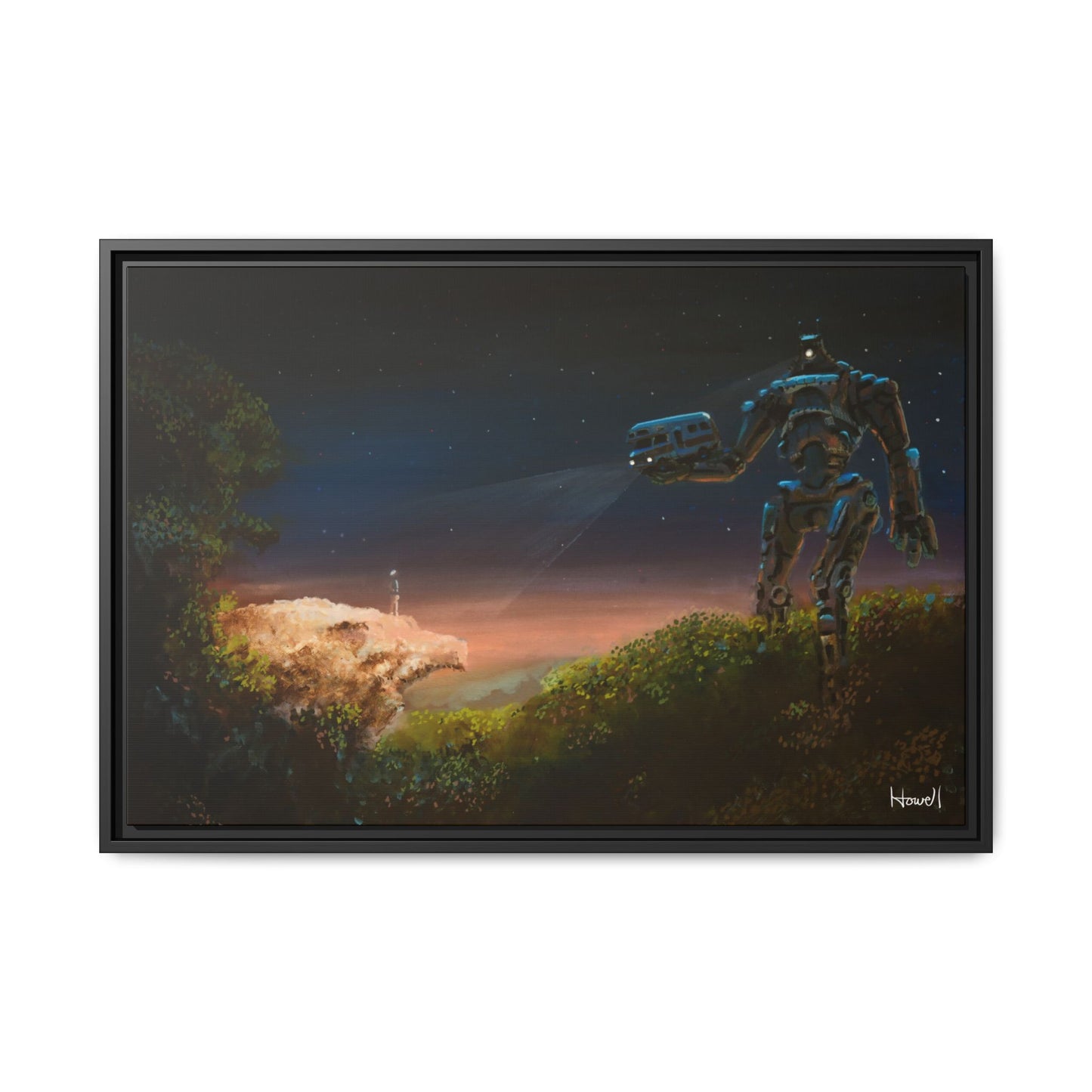 Hawksbill Crag Robot - Framed Giclée Canvas Print