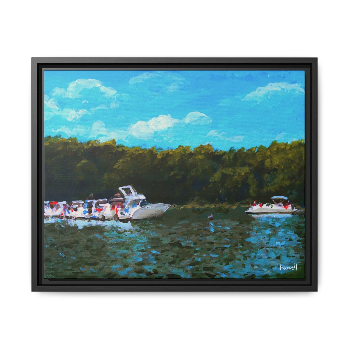 Beaver Lake Boats - Framed Giclée Canvas Print
