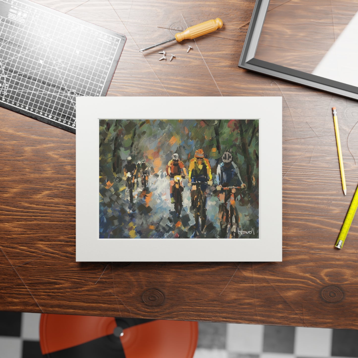 Road Bikes in the Rain 7 - Matted Fine Art Print