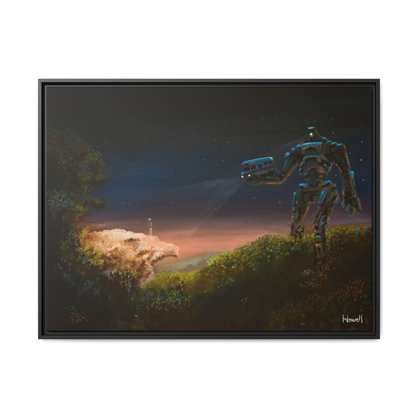 Hawksbill Crag Robot - Framed Giclée Canvas Print