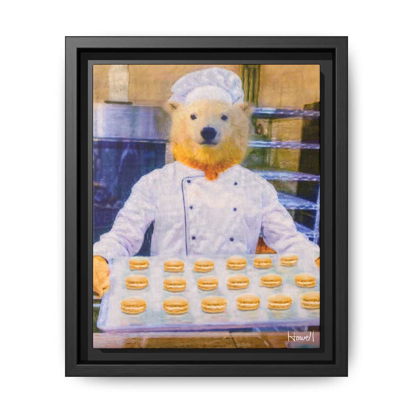 Baker Bear - Framed Giclée Canvas Print