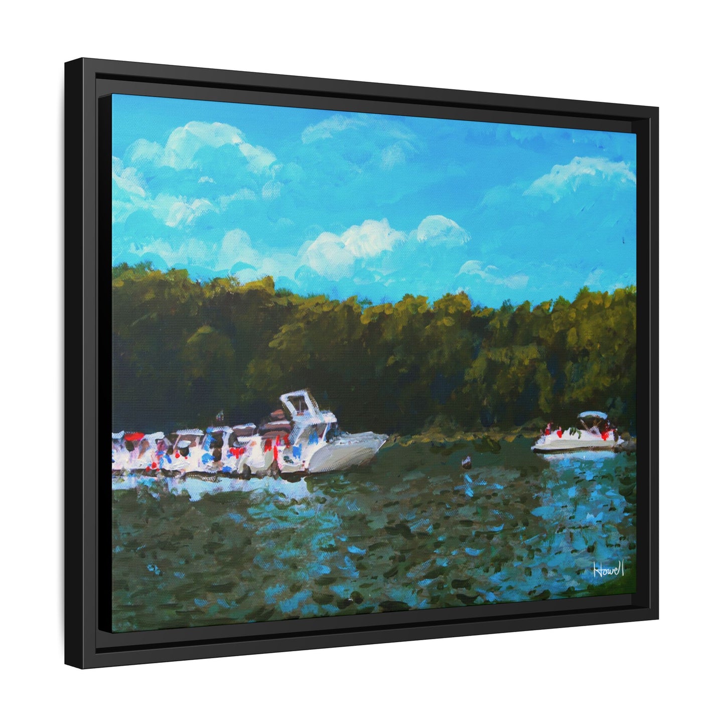 Beaver Lake Boats - Framed Giclée Canvas Print