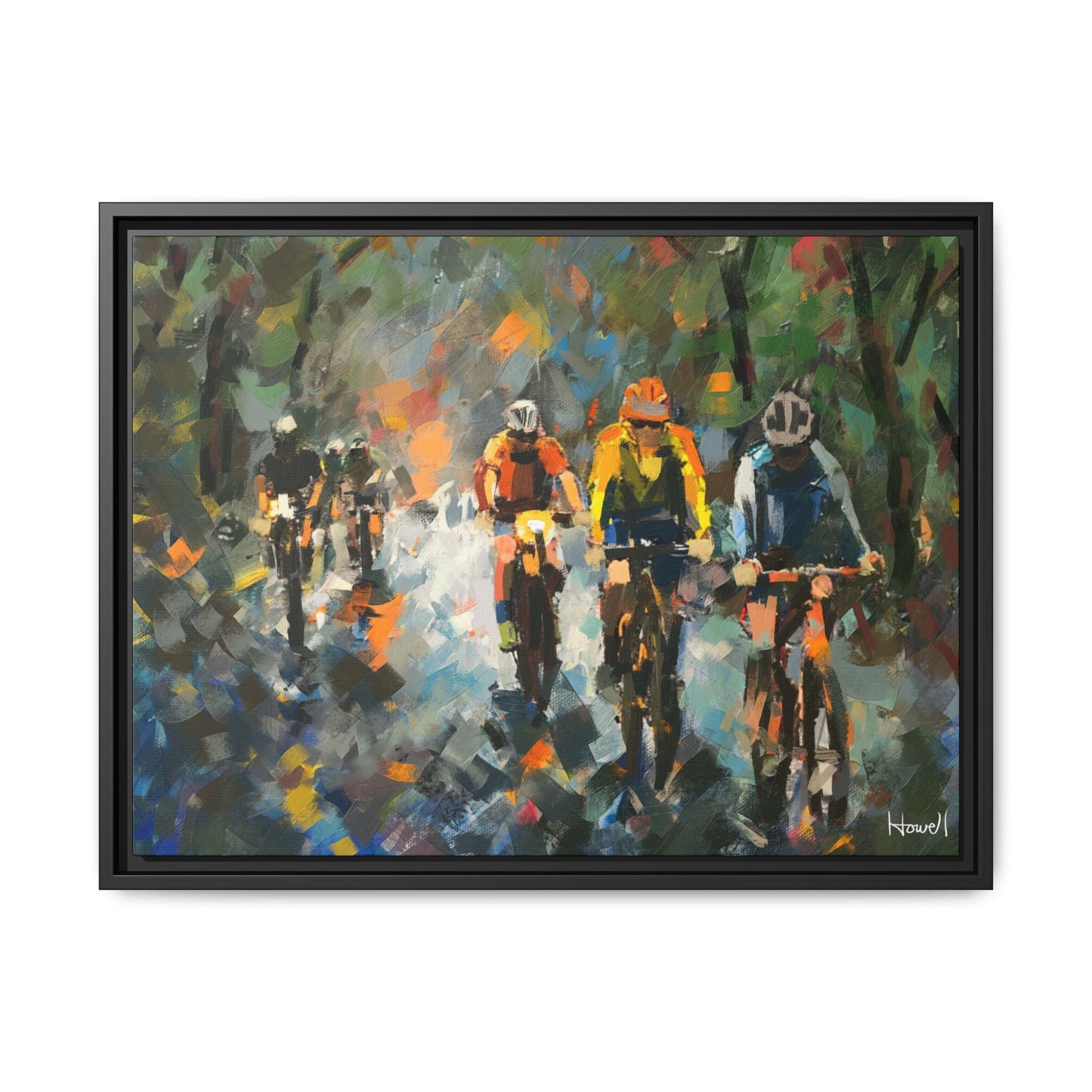 Road Bikes in the Rain VIII - Framed Giclée Canvas Print
